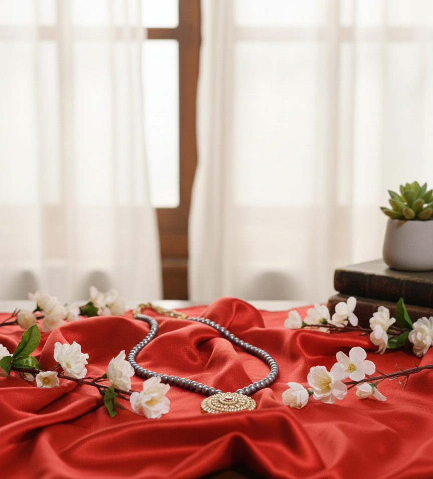 Kundan Necklace Set with Grey Pearls – Handcrafted Elegant Jewelry