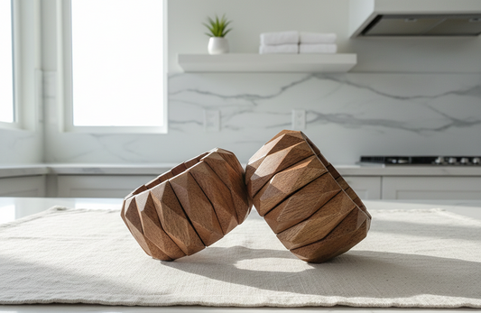 Mango Wood Statement Bracelet Bangle Set of 2 pcs