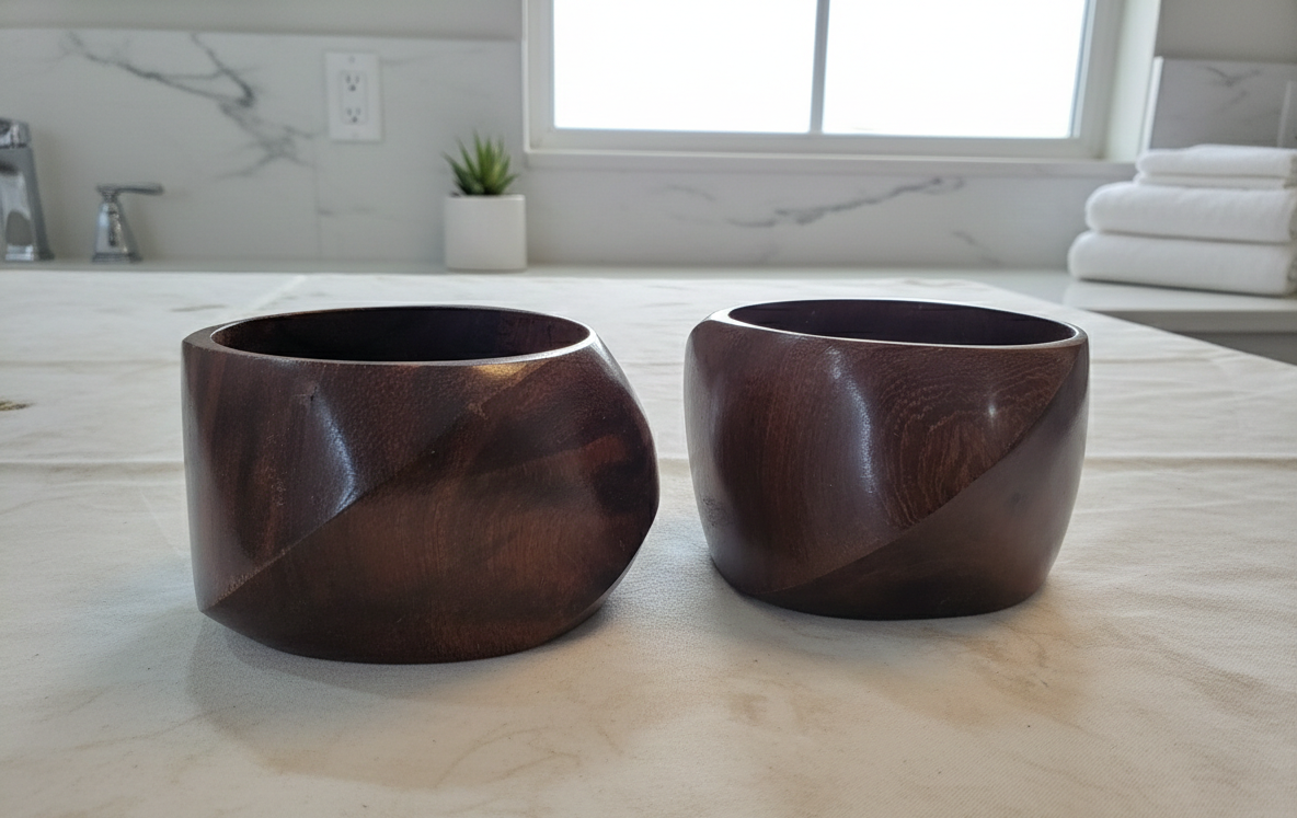 Mango Wood Big Cuff Bracelet Bangle Set of 2 pcs