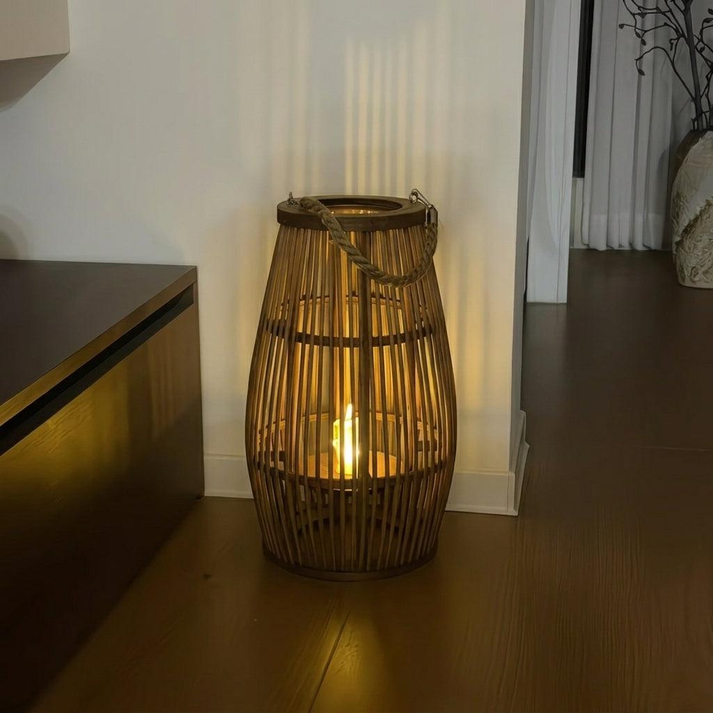 Wabi-Sabi Bamboo Woven Lantern – Floor & Hanging Décor
