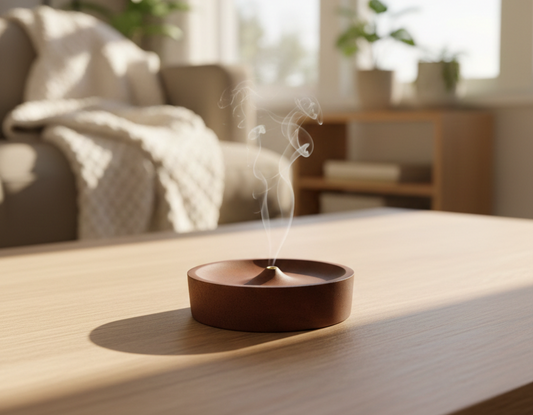 Wooden Incense Holder with Brass Insert