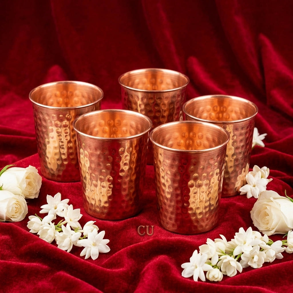 Hand-Hammered Copper Glasses – Set of 2 & Set of 4