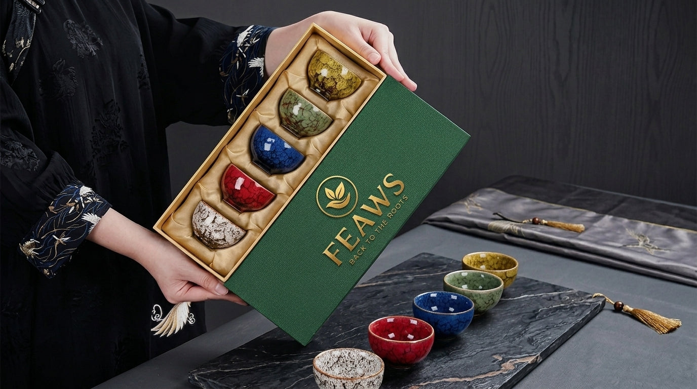 Gift Ready Set-Five Elements Ceramic Tea Cup Set
