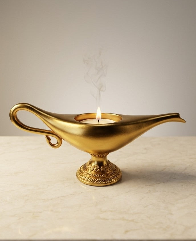 Aladdin Magic Lamp Candle Holder – Handmade Resin Decorative Ornament