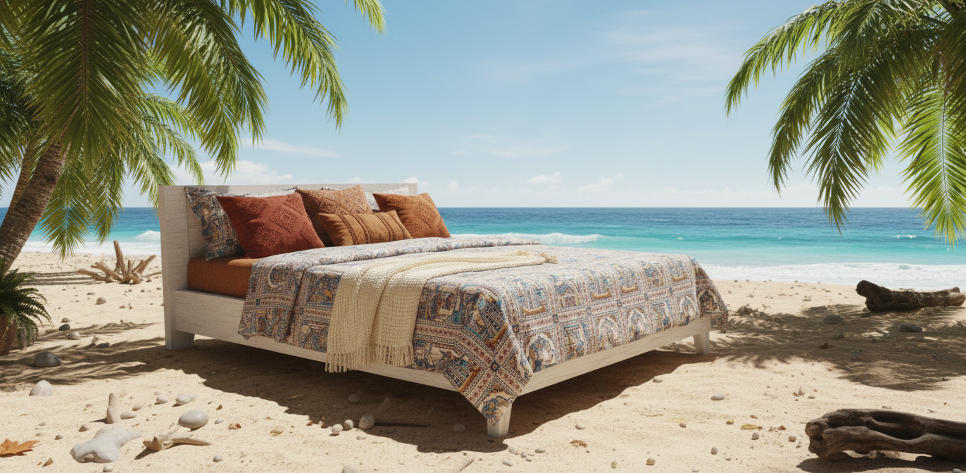 Regal Rhythms Handblock Printed Bedsheet with Cultural Dancers & Kings Motifs with 2 Pcs of Pillow Covers