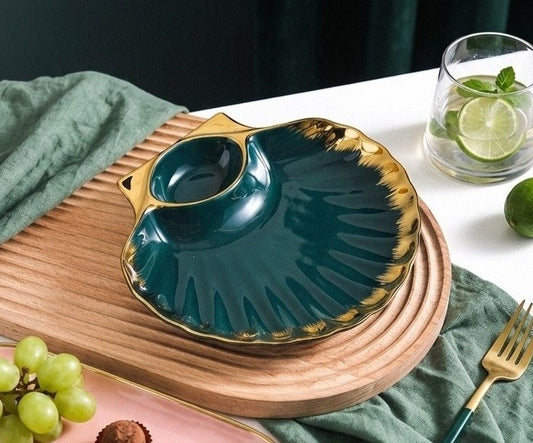 Premium Ceramic Dumpling Plate with Vinegar Dish