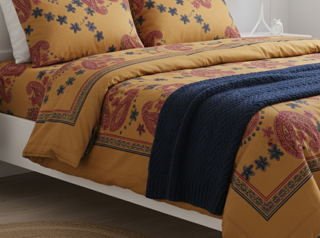 Royal Paisley Bloom King-Size Bedsheet Set with 2 Pcs of Pillow covers