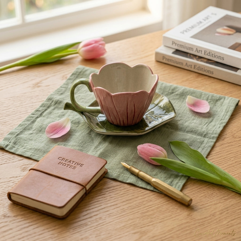 Limited Edition Vintage Pink Tulip Coffee Cup & Saucer Set