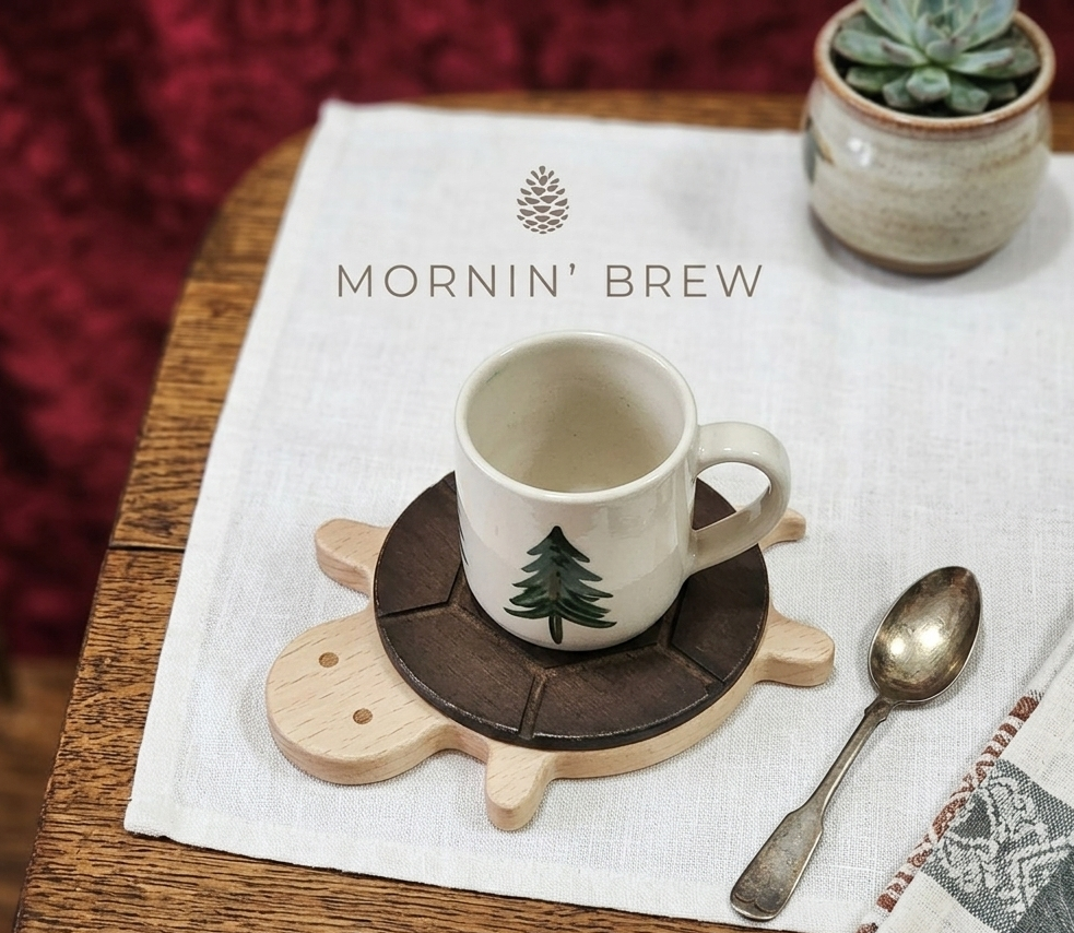 Black Walnut Wooden Turtle Coaster Set of 2 Pcs
