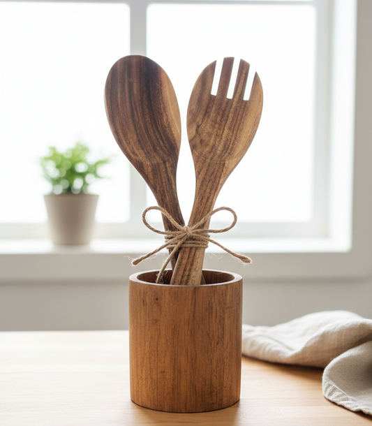 Wooden Spoon Cutlery Server Set of 2 PCS