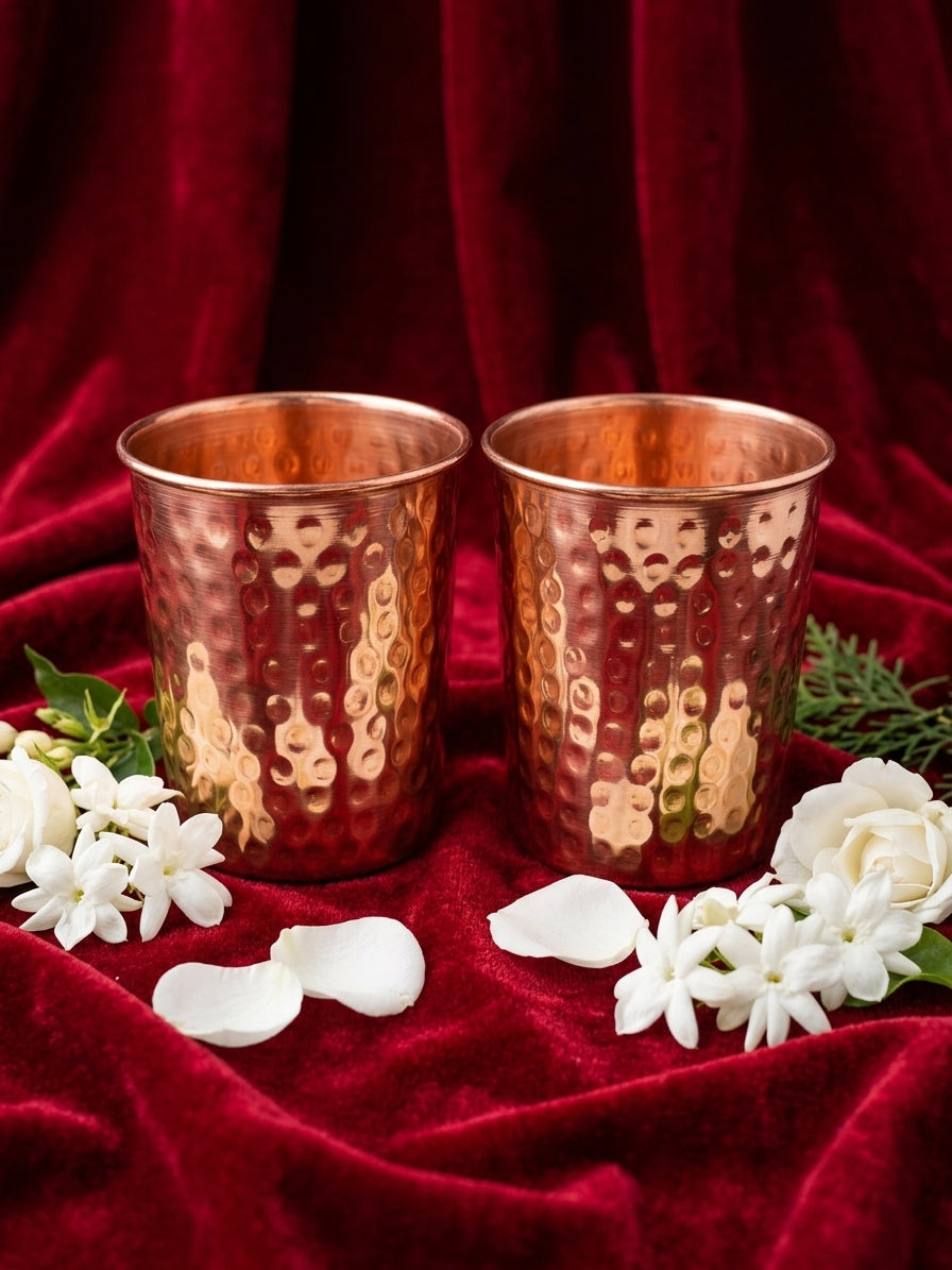 Hand-Hammered Copper Glasses – Set of 2 & Set of 4