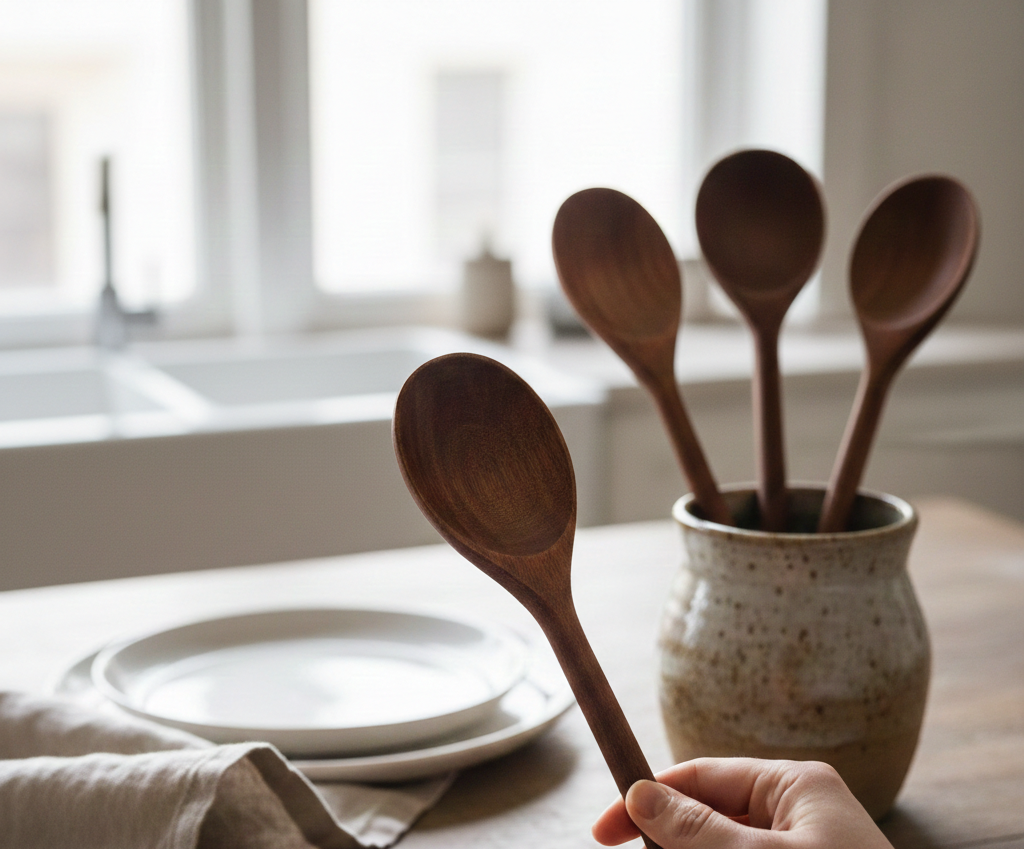 Natural Wooden Spoon Set of 5 PCS – Eco-Friendly Kitchen & Dining Tableware