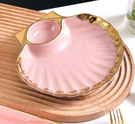 Premium Ceramic Dumpling Plate with Vinegar Dish
