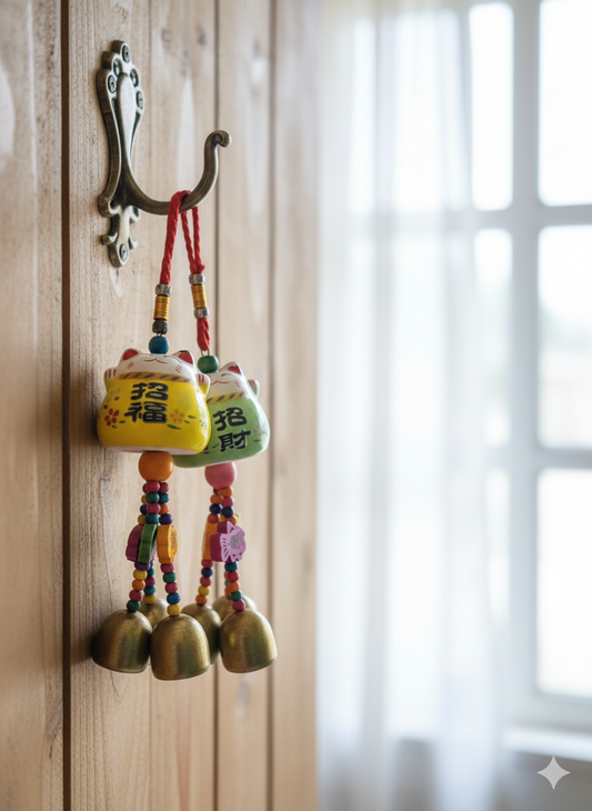 Lucky Cat Hanging Decor – Colorful Pop Good Fortune Charm Set of 2