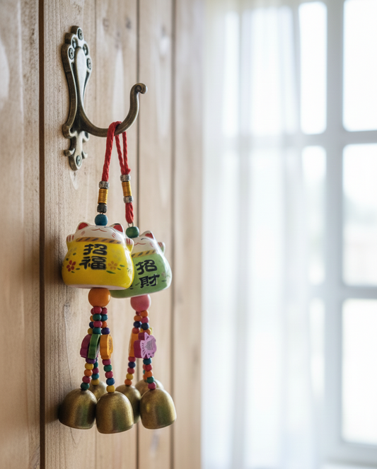 Lucky Cat Hanging Decor – Colorful Pop Good Fortune Charm Set of 2