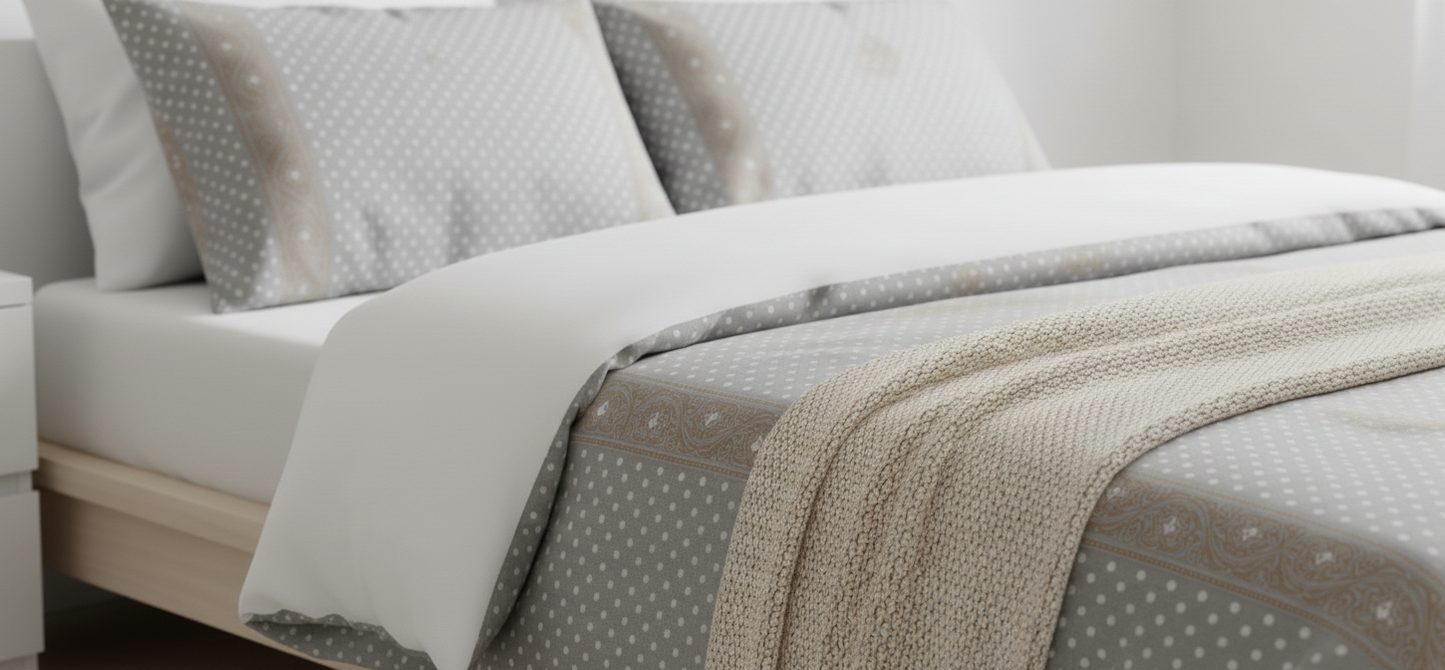 Grey Golden World Bedsheet set with 2 pairs of pillow covers