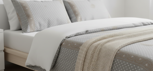 Grey Golden World Bedsheet set with 2 pairs of pillow covers