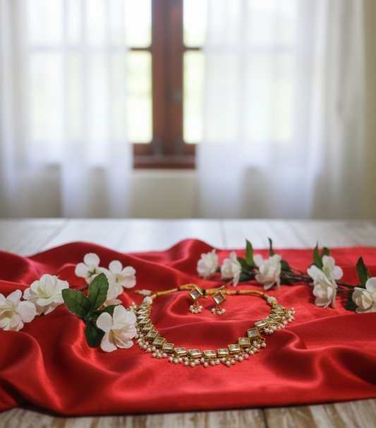 Handcrafted Kundan & Pearl Jewelry Set with Earrings: Trendy Jewelry Set