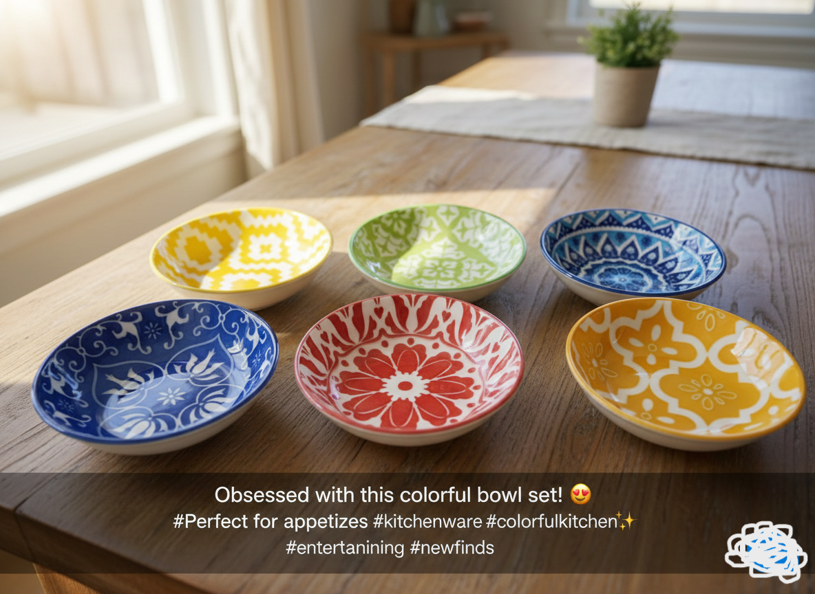 Set of 6 Ceramic Bowls – Vibrant & Elegant Serving Collection