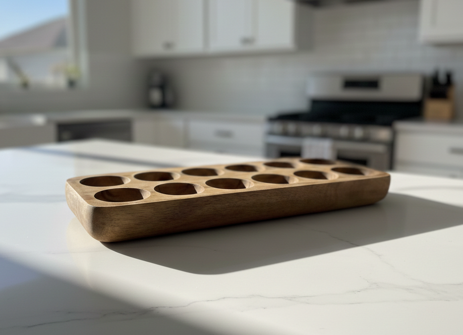 Handcrafted Wooden Egg Tray – 12 Slots
