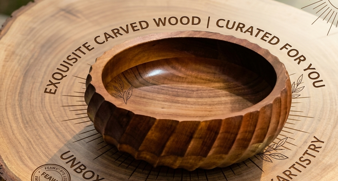FEAWS “Prithvi” Series Acacia Wood Carved Bowl