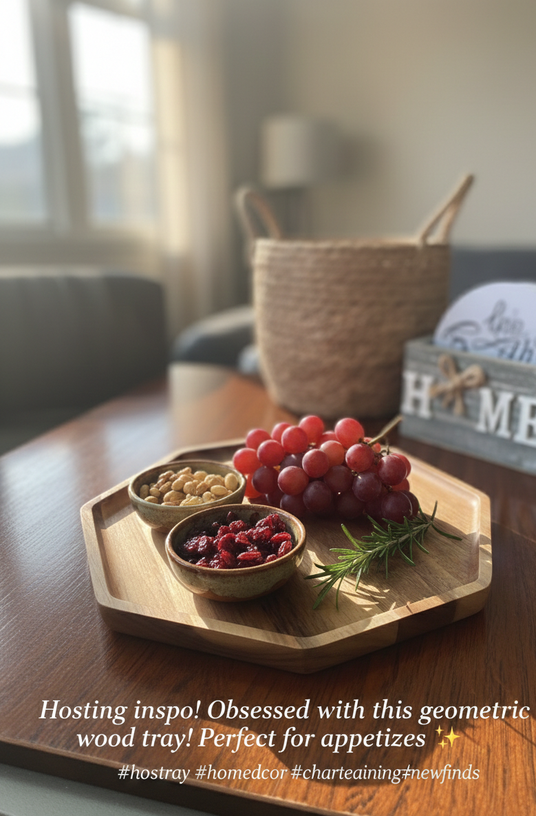 Octagon Shape Acacia Wood Serving Platter