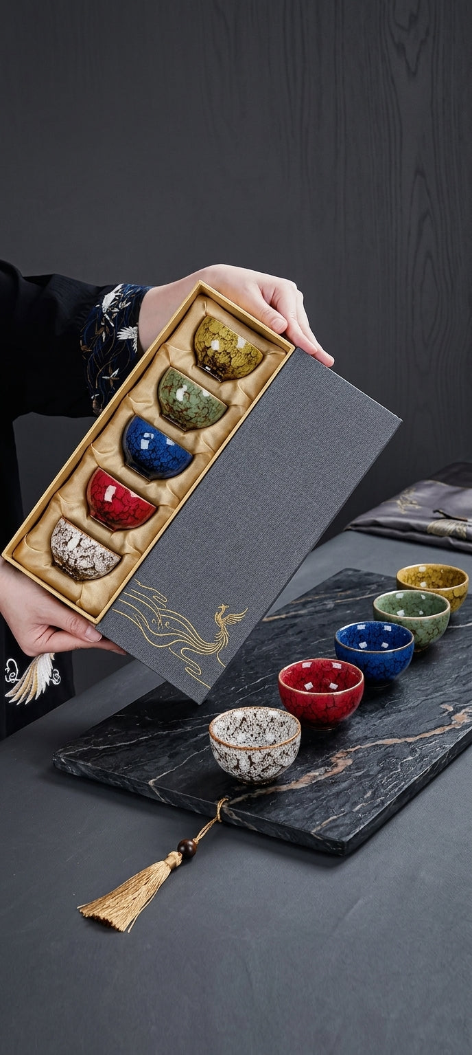 Gift Ready Set-Five Elements Ceramic Tea Cup Set