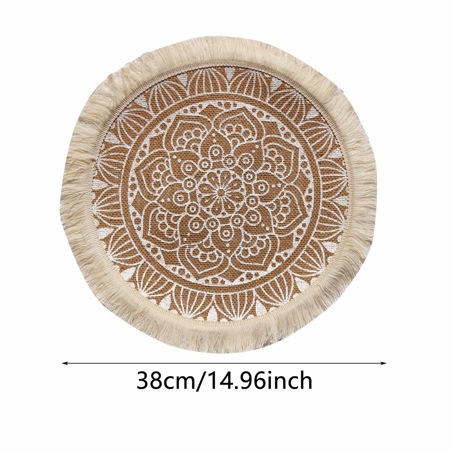 Nordic Elegant Linen Macrame Placemats – Circular with Tassels-Set of Two
