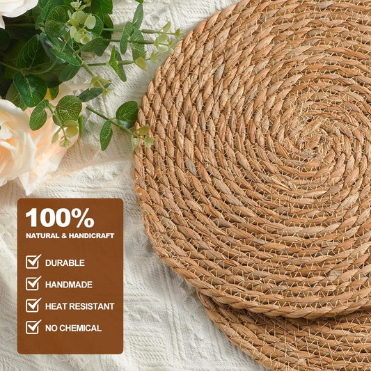 Boho Natural braided Handwoven Place Mats-Set of two