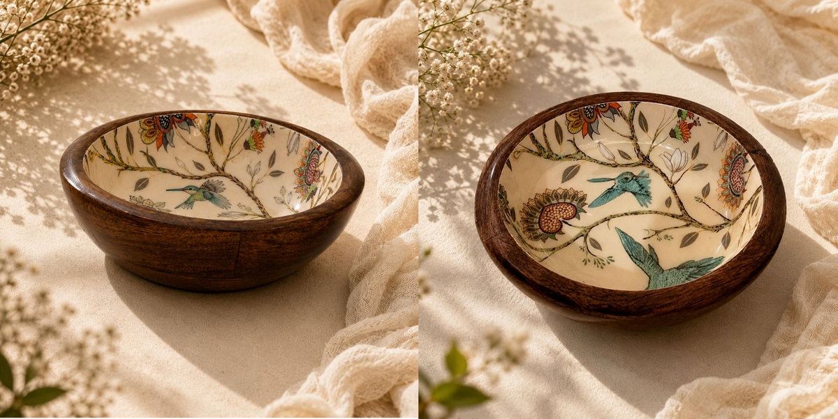 Botanical Bowl with Delicate Birds