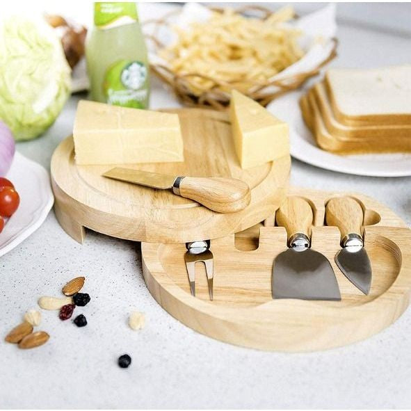 Premium 4 Piece Bamboo Cheese Cutting Board Set