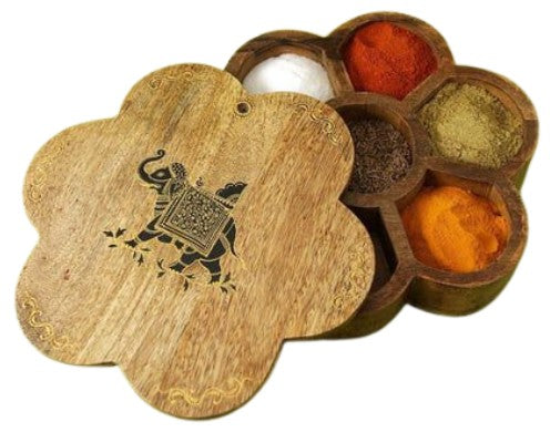 Mango Wood Spice Box – Natural Wood color