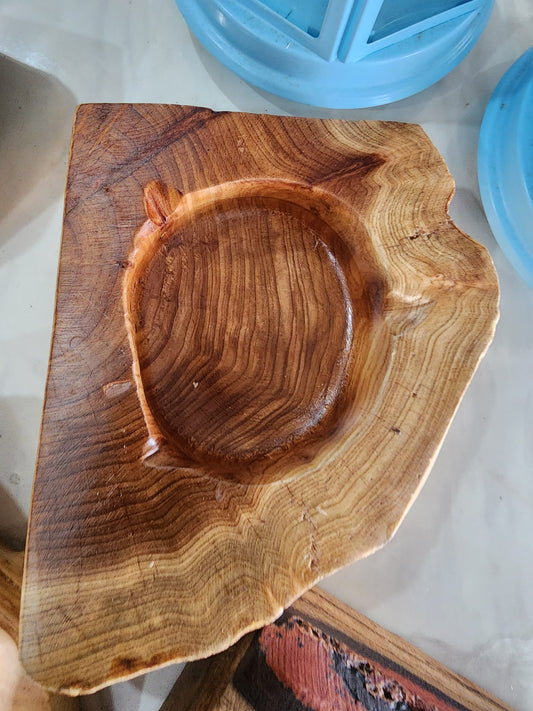 Irregular Shape Wooden Tray - Solid Natural Wood Decorative Holder