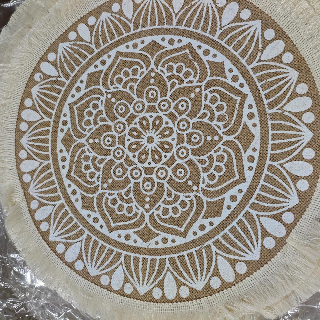 Nordic Elegant Linen Macrame Placemats – Circular with Tassels-Set of Two