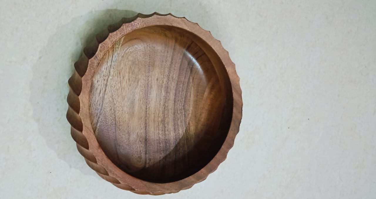 FEAWS “Prithvi” Series Acacia Wood Carved Bowl