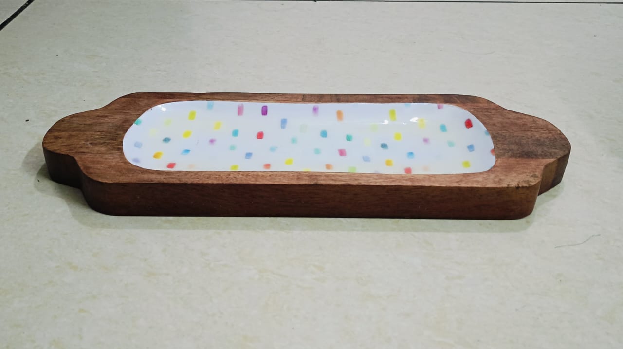 Meraki Rainbow Mango Wood Long Platter
