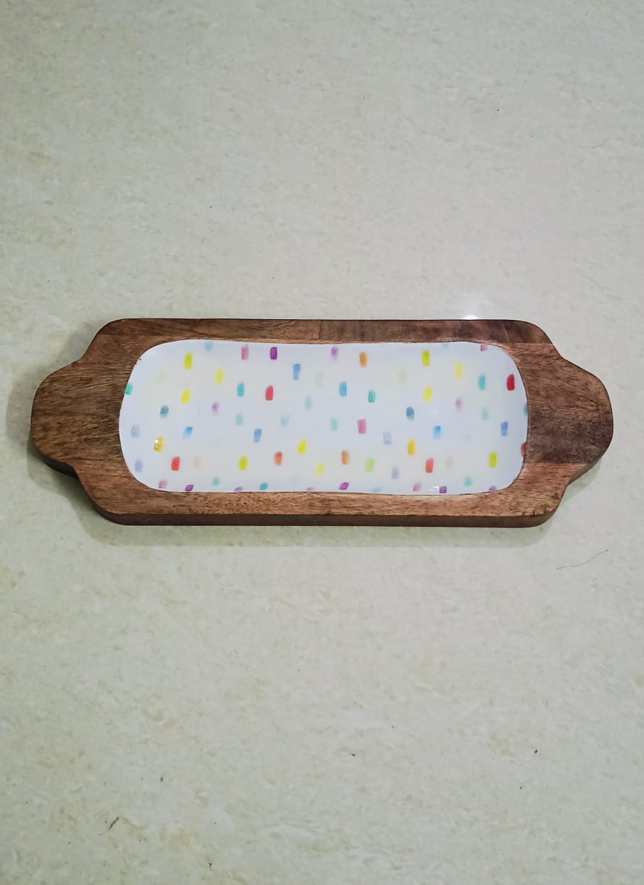 Meraki Rainbow Mango Wood Long Platter
