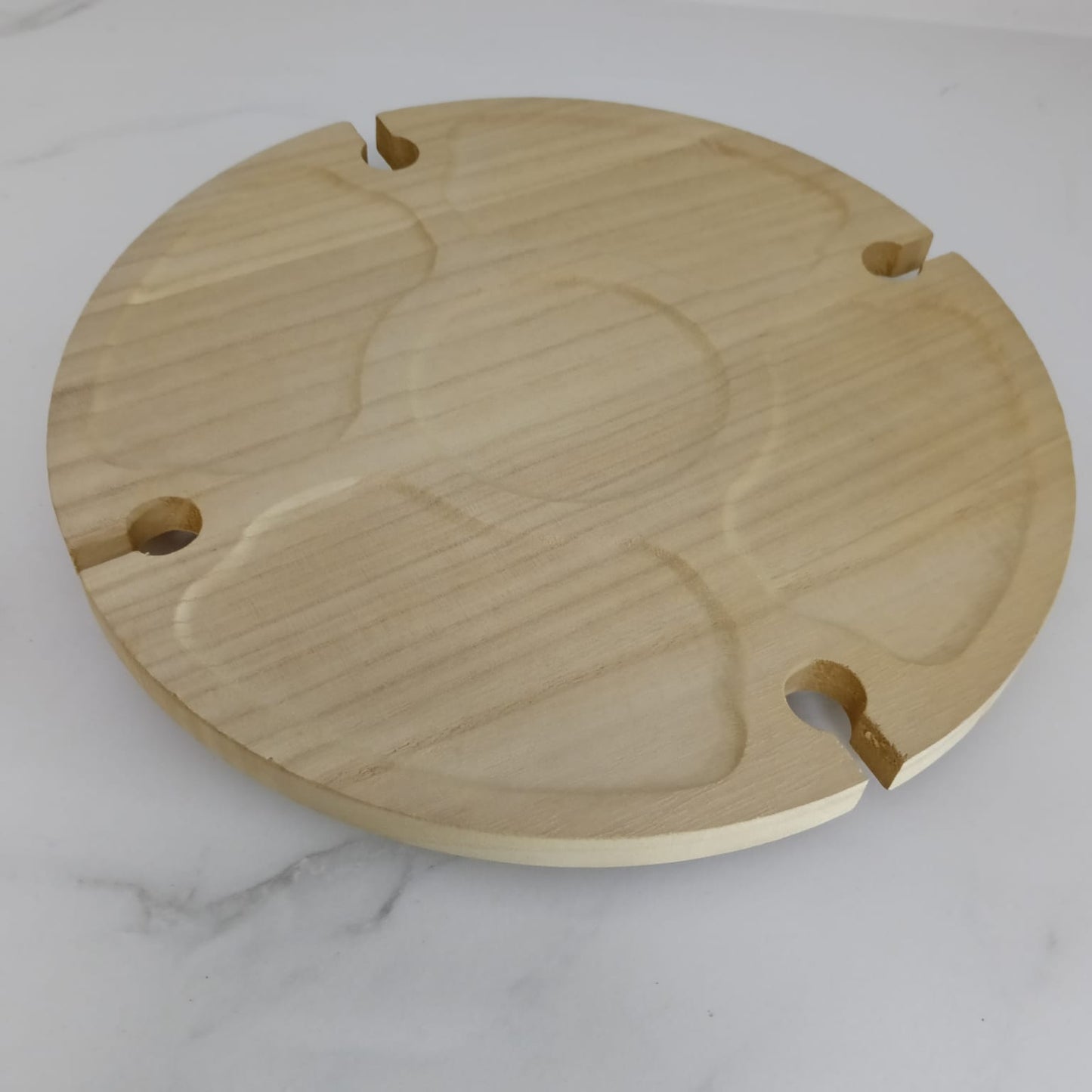 Wooden Folding Picnic Table – Round 2-in-1 Desk & Wine Glass Rack