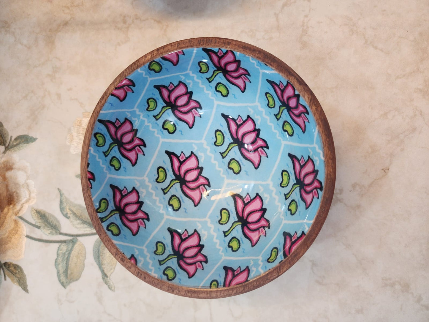 Meraki Lotus & Diamond Mango Wood Bowls