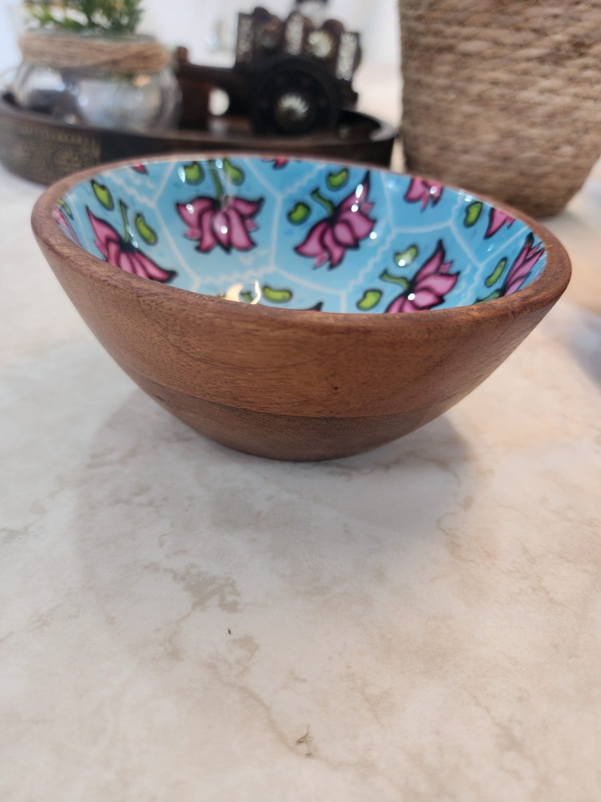 Meraki Lotus & Diamond Mango Wood Bowls