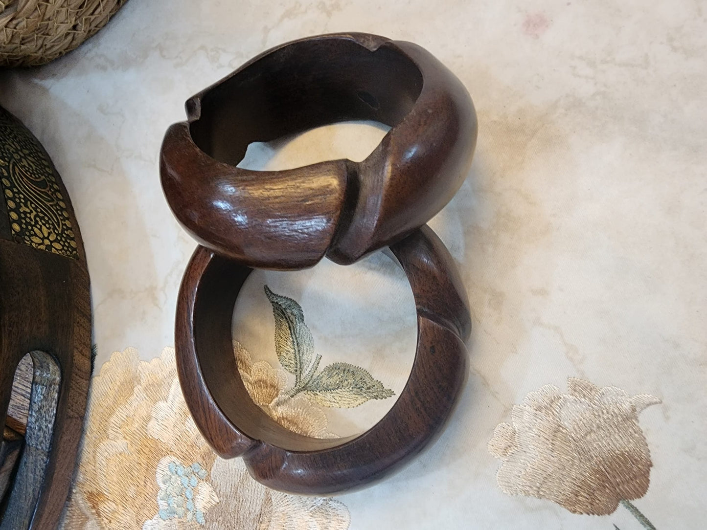 Acacia Wood 3-Cut Wooden Bracelet – Statement Jewelry