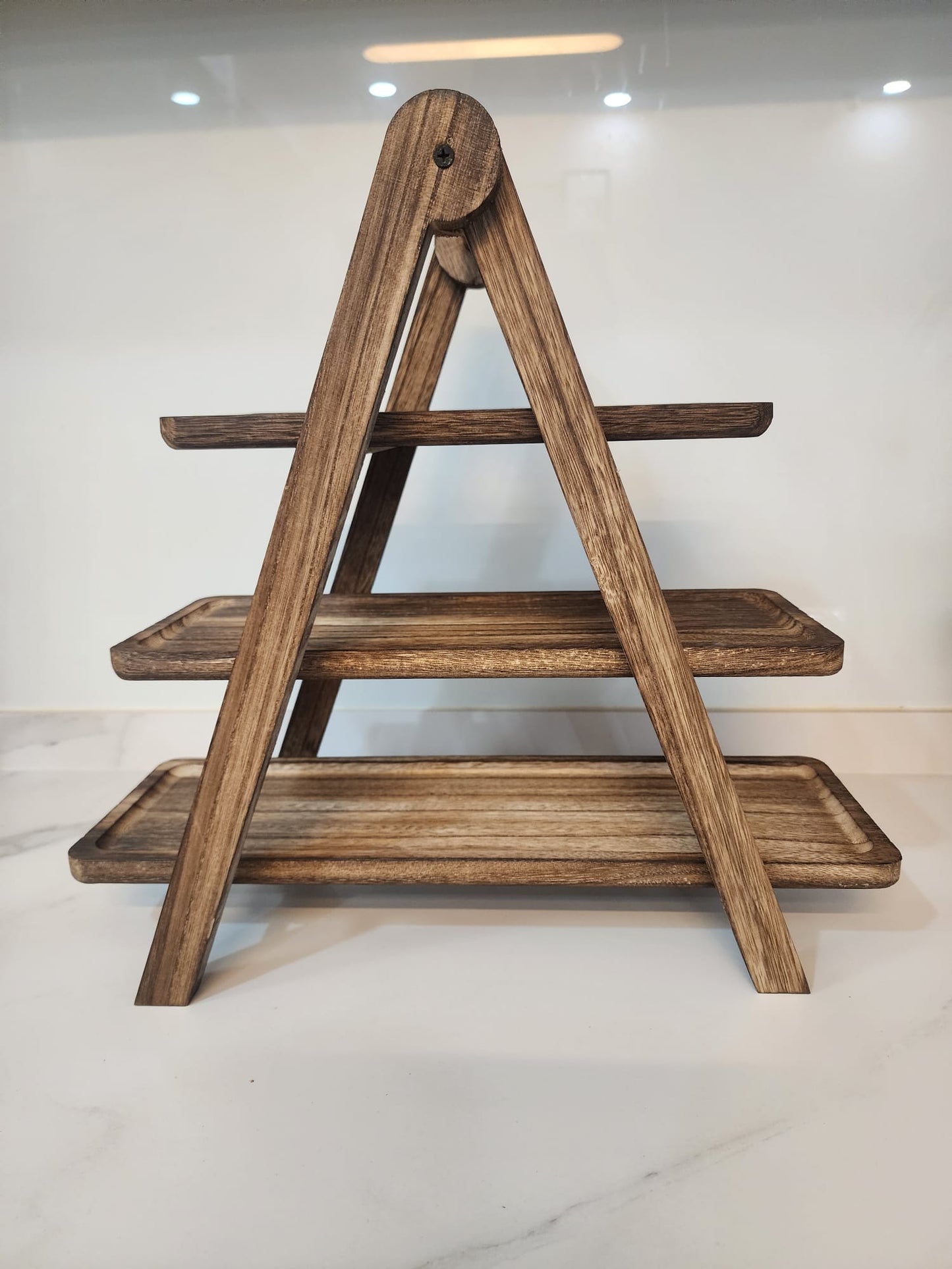 Vintage 3-Tier Rectangular Wooden Serving Stand