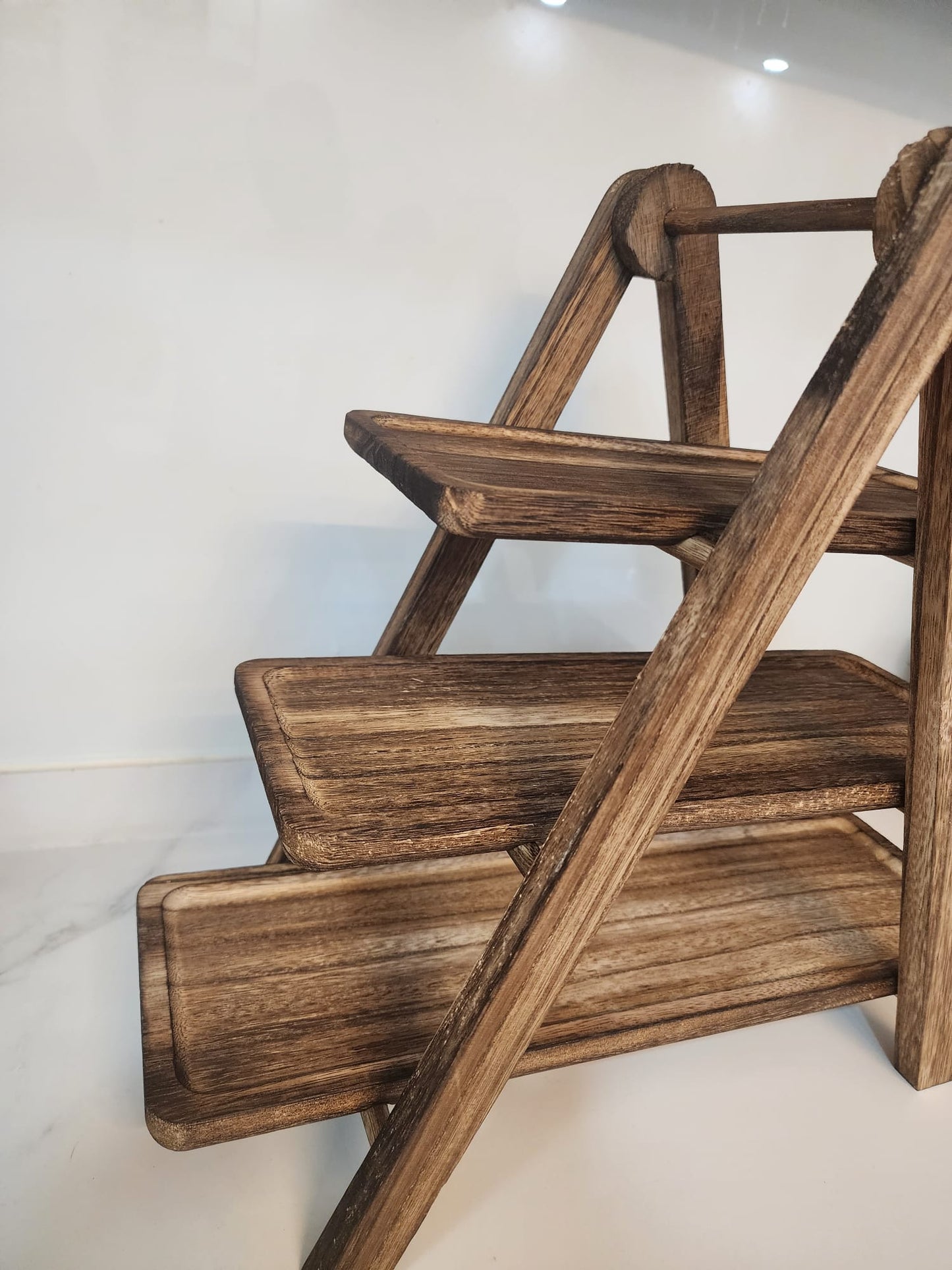 Vintage 3-Tier Rectangular Wooden Serving Stand