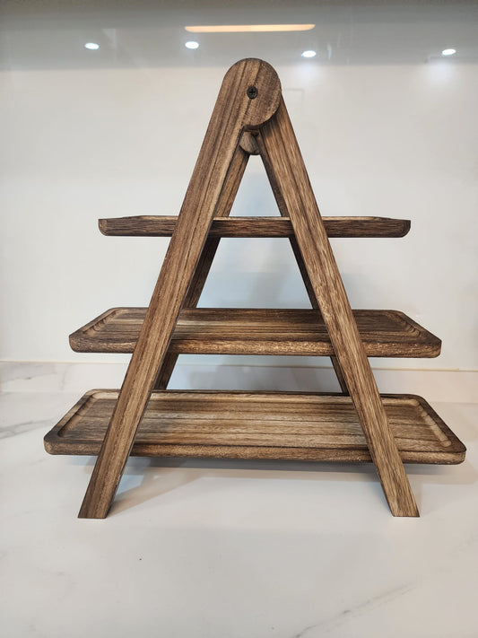 Vintage 3-Tier Rectangular Wooden Serving Stand