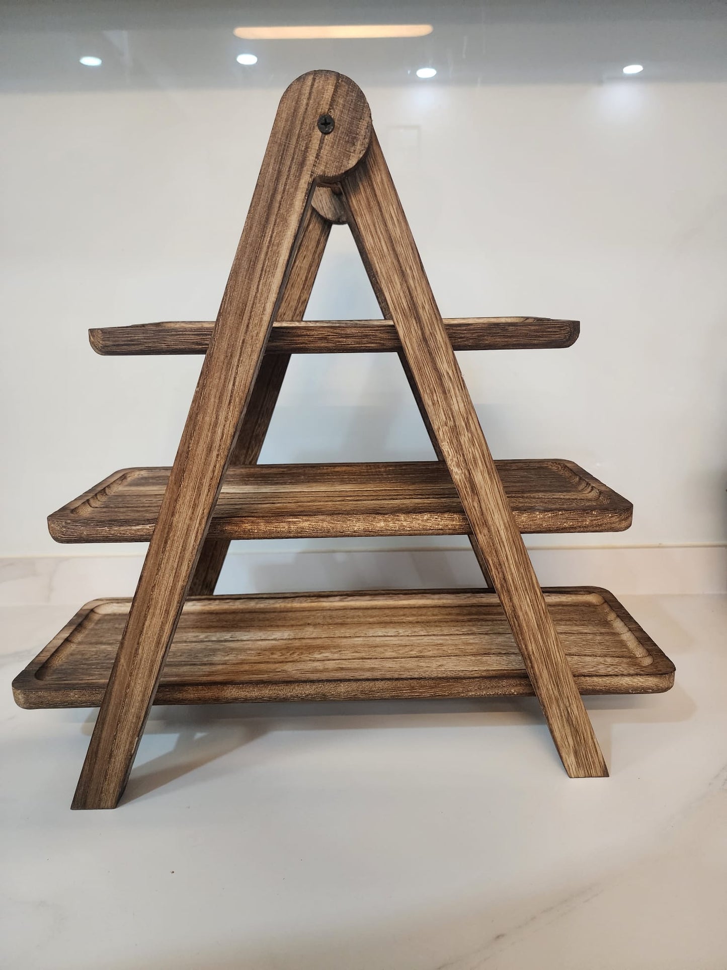 Vintage 3-Tier Rectangular Wooden Serving Stand