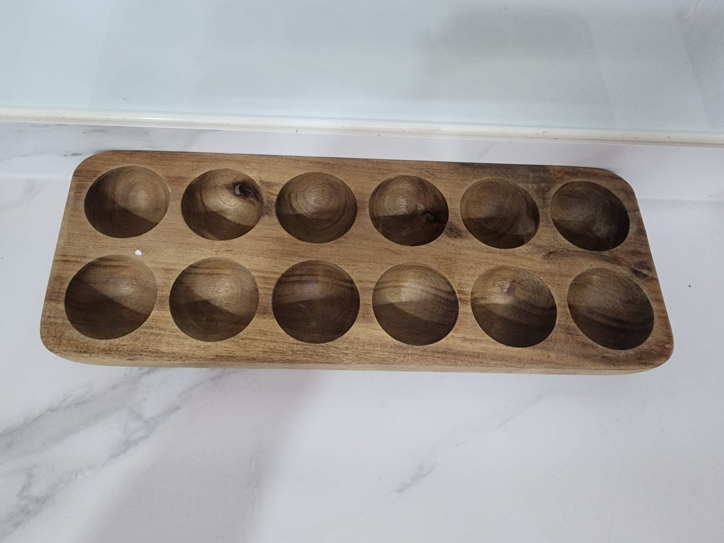 Handcrafted Wooden Egg Tray – 12 Slots