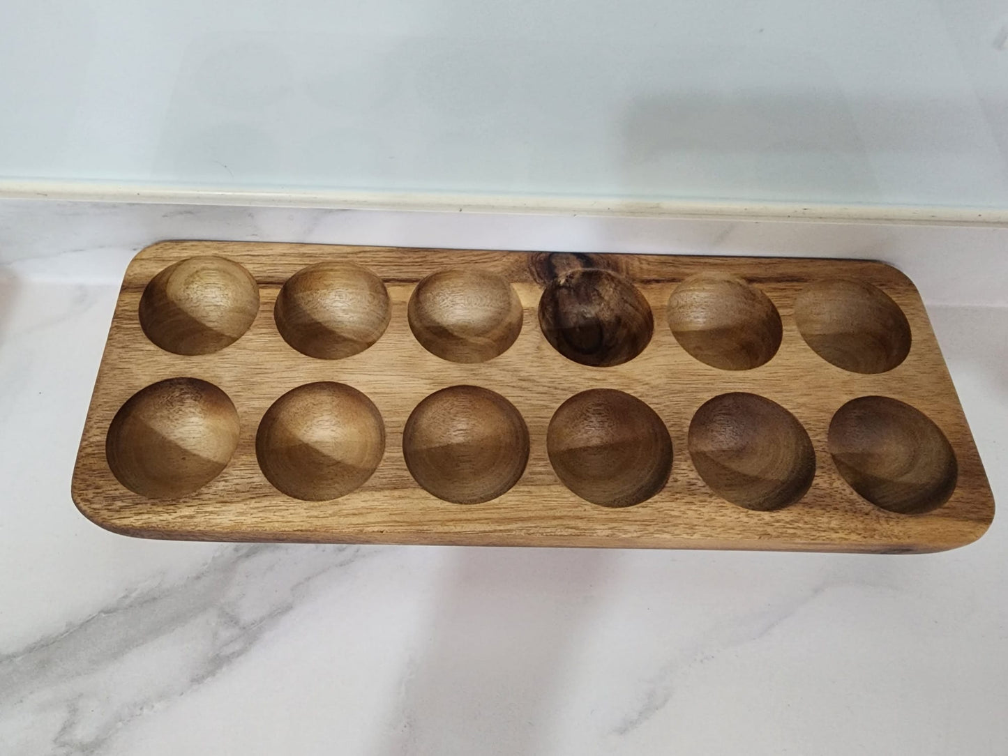 Handcrafted Wooden Egg Tray – 12 Slots