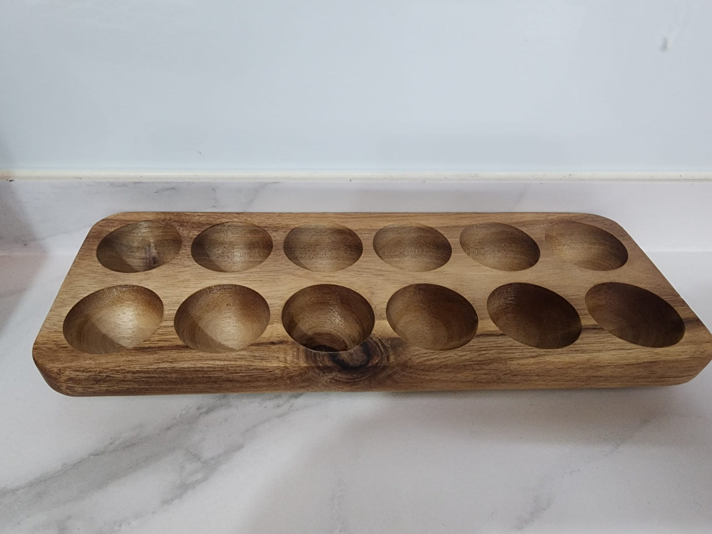 Handcrafted Wooden Egg Tray – 12 Slots
