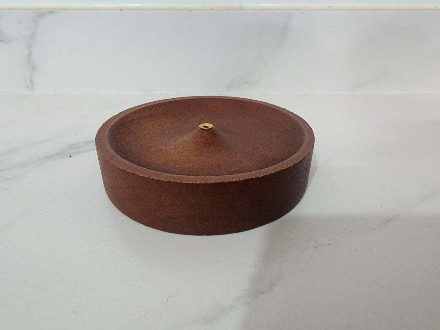 Wooden Incense Holder with Brass Insert