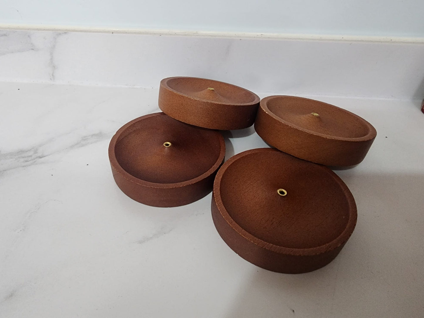 Wooden Incense Holder with Brass Insert